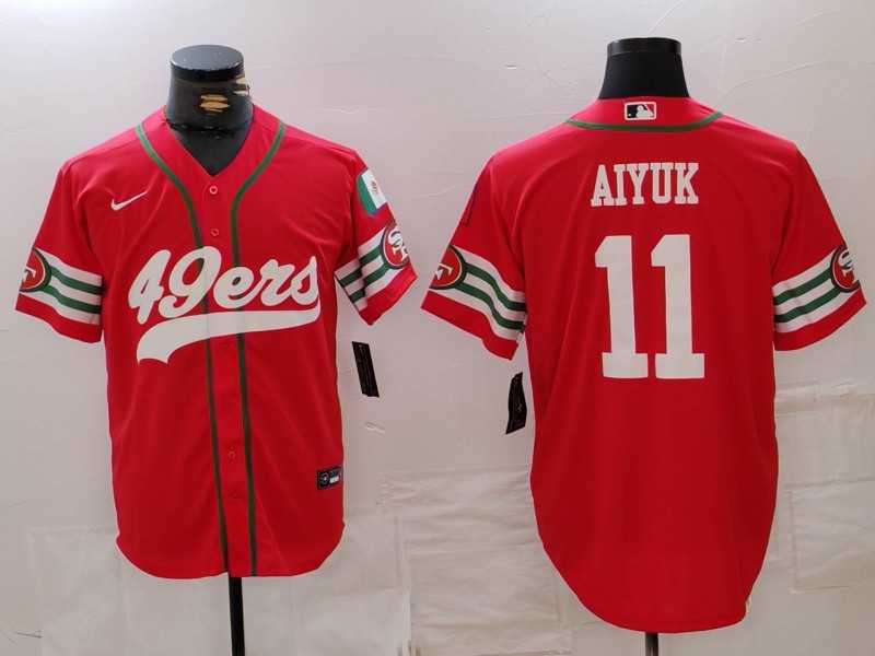 Men%27s San Francisco 49ers #11 Brandon Aiyuk Red Mexico Cool Base Stitched Baseball Jersey
